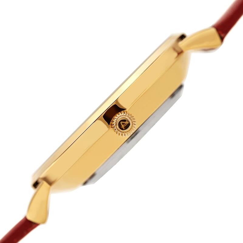 August Steiner Ladies Quartz Red Leather Thin Strap