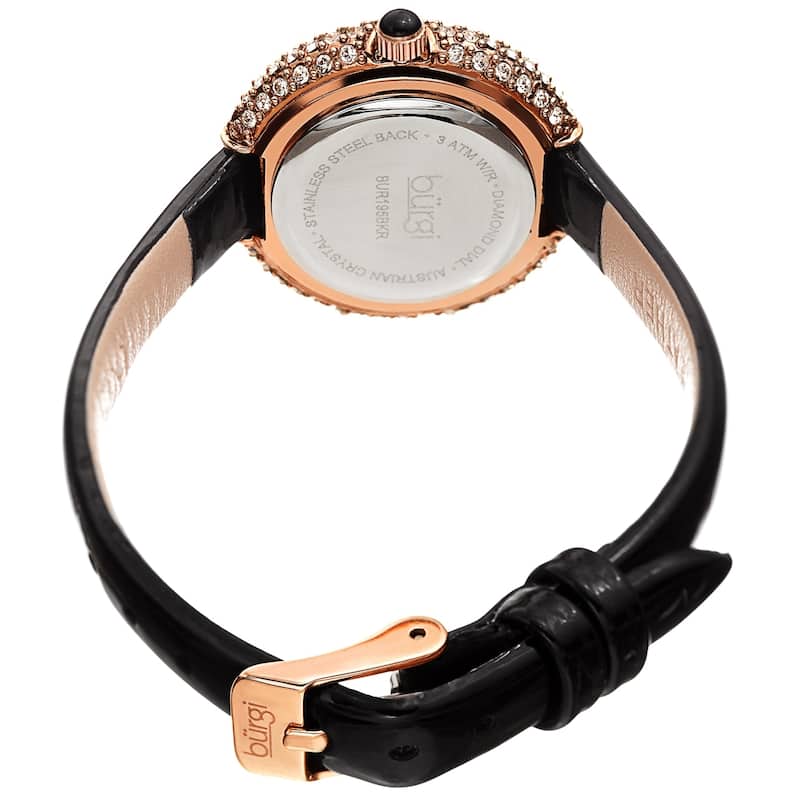 Burgi Ladies Diamond Swarovski Crystal Luxury Leather Strap Watch Gifts for Her