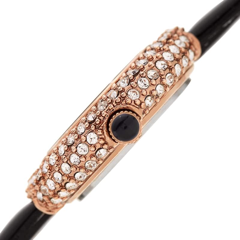 Burgi Ladies Diamond Swarovski Crystal Luxury Leather Strap Watch Gifts for Her
