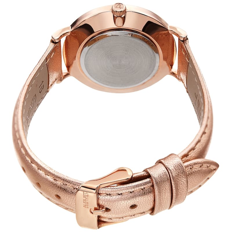 August Steiner Ladies Classic Quartz Rose Leather Strap Watch