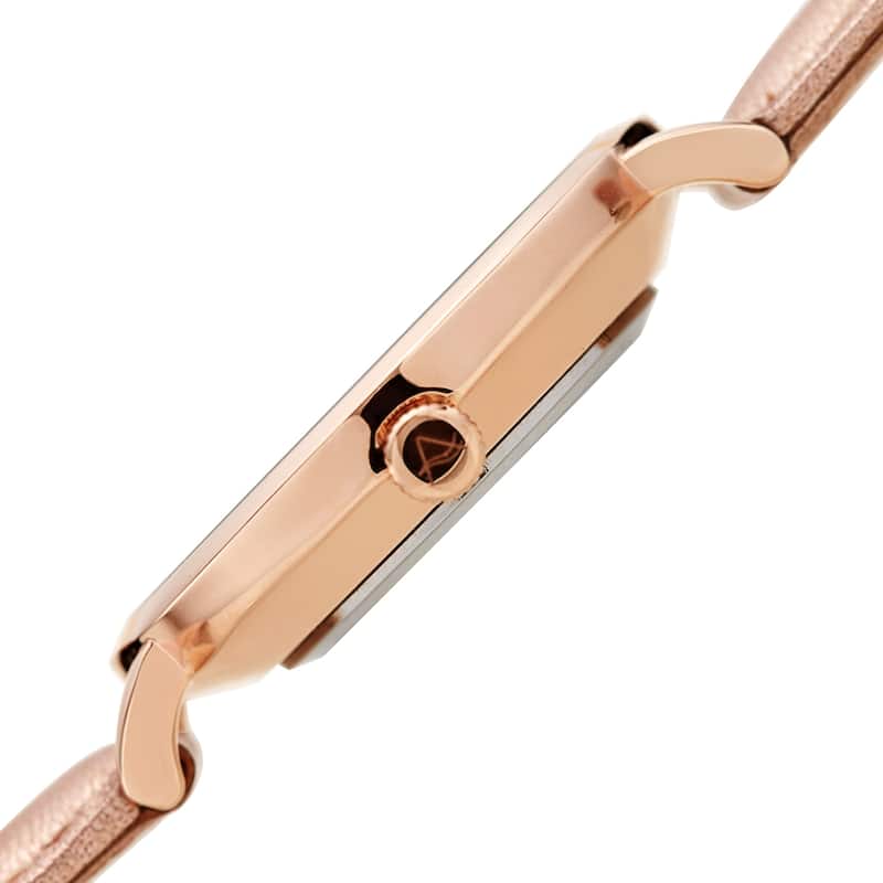 August Steiner Ladies Classic Quartz Rose Leather Strap Watch