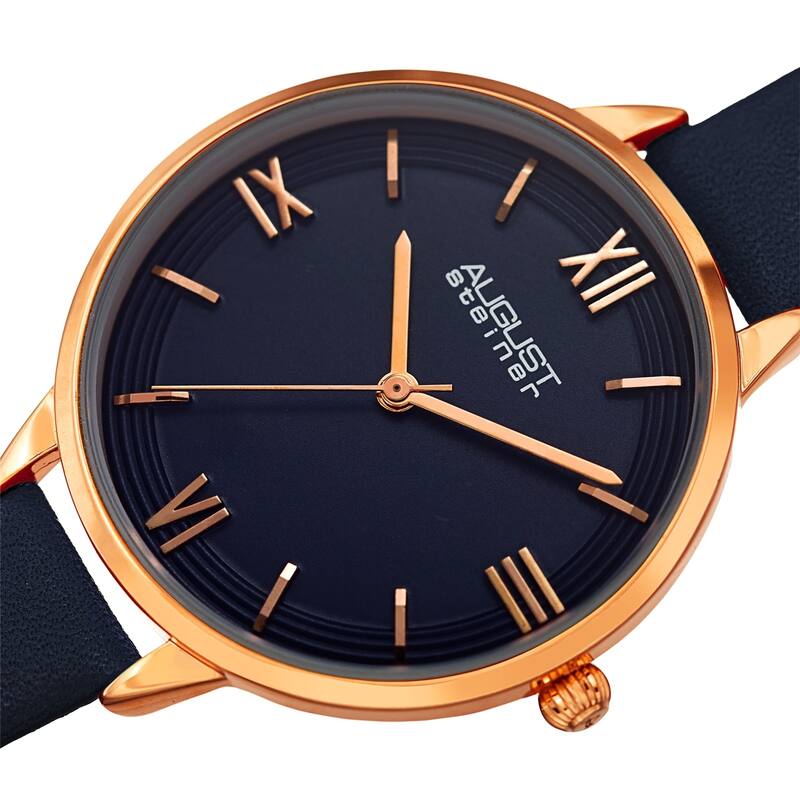 August Steiner Ladies Quartz Blue Leather Thin Strap