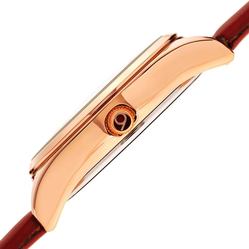 Burgi Ladies Diamond Swarovski Crystal Swirl Red Satin Strap Watch