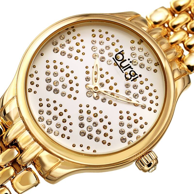 Burgi Ladies Swarovski Crystal Pebble Style Gold-tone Bracelet Watch