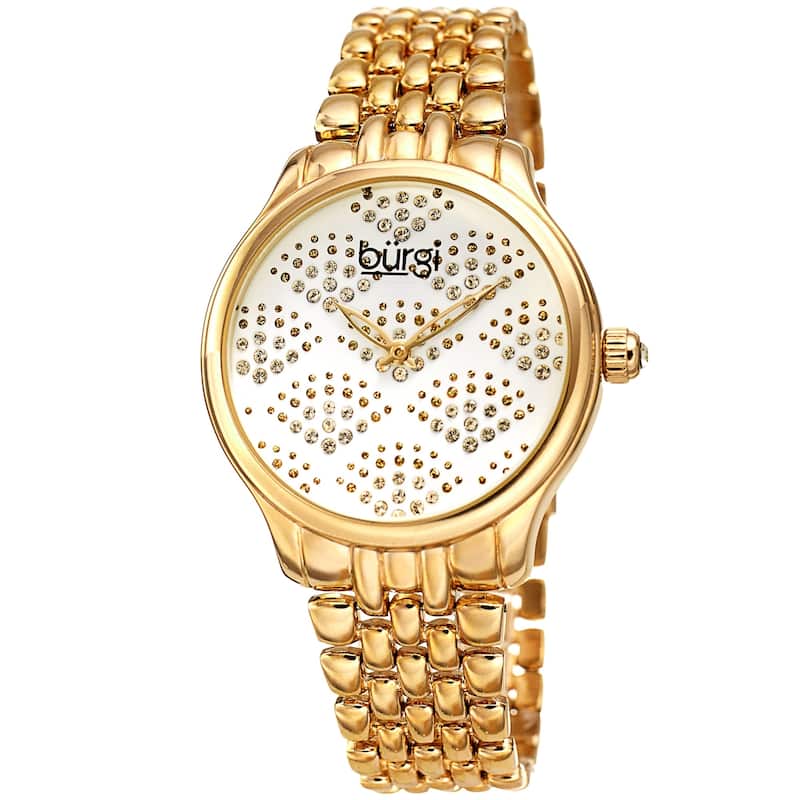 Burgi Ladies Swarovski Crystal Pebble Style Gold-tone Bracelet Watch