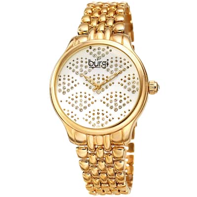 Burgi Ladies Swarovski Crystal Pebble Style Gold-tone Bracelet Watch