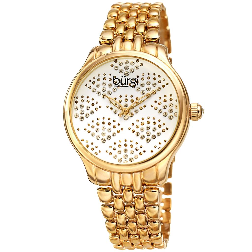 Burgi Ladies Swarovski Crystal Pebble Style Gold-tone Bracelet Watch