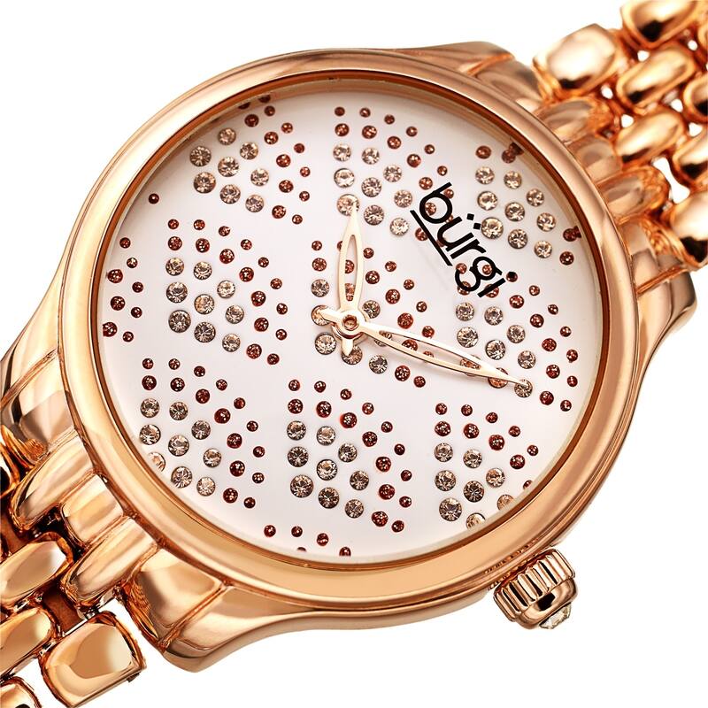Burgi Ladies Swarovski Crystal Pebble Style Rose-tone Bracelet Watch