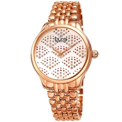 Burgi Ladies Swarovski Crystal Pebble Style Rose-tone Bracelet Watch