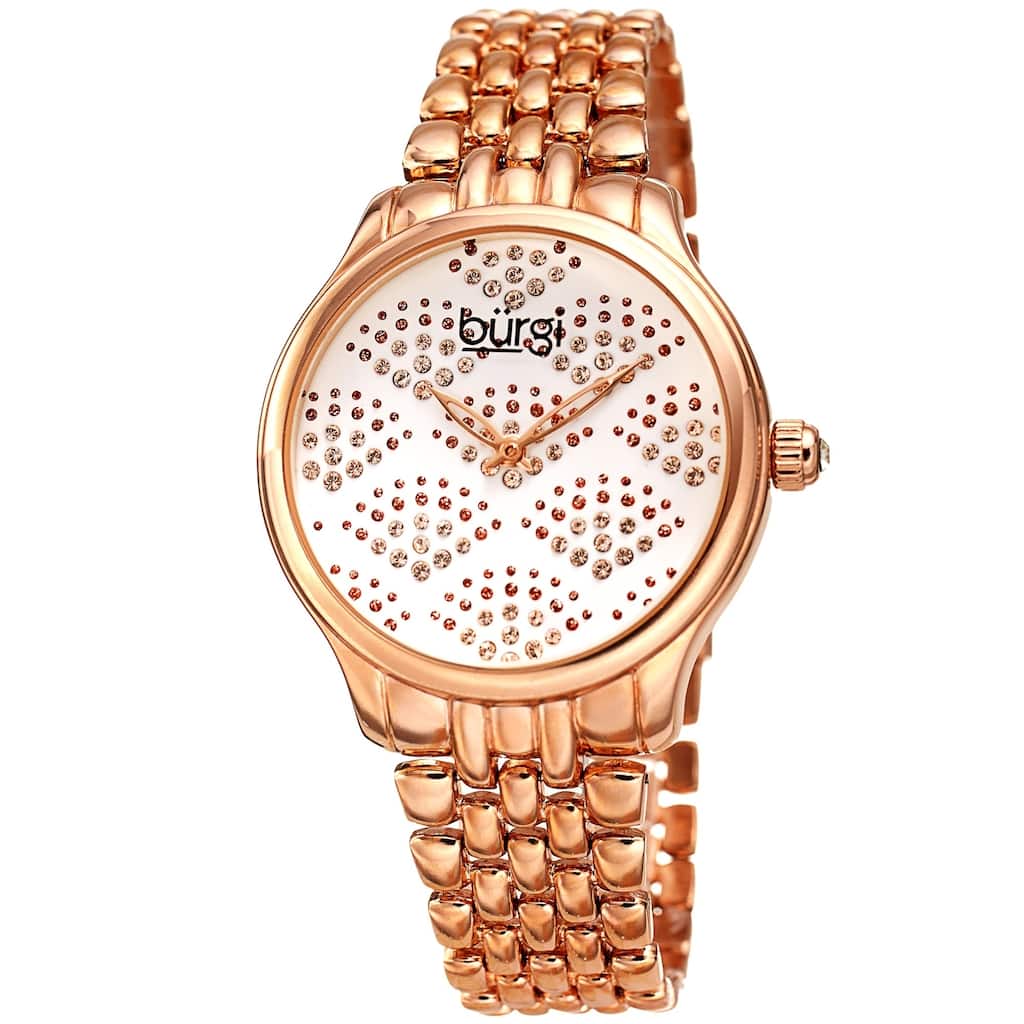 Burgi Ladies Swarovski Crystal Pebble Style Rose-tone Bracelet Watch