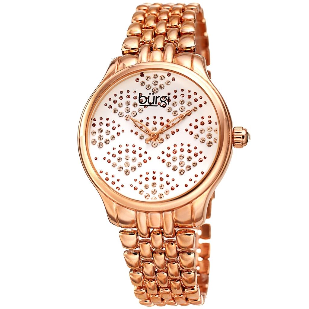 Burgi Ladies Swarovski Crystal Pebble Style Rose-tone Bracelet Watch