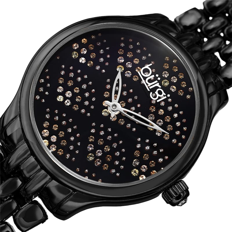 Burgi Ladies Swarovski Crystal Pebble Style Black Bracelet Watch