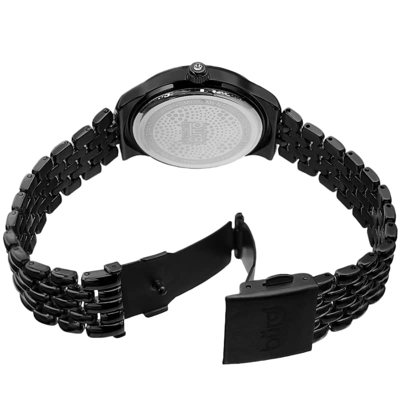 Burgi Ladies Swarovski Crystal Pebble Style Black Bracelet Watch
