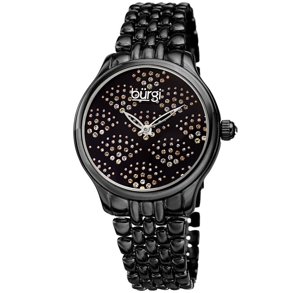 Burgi Ladies Swarovski Crystal Pebble Style Black Bracelet Watch