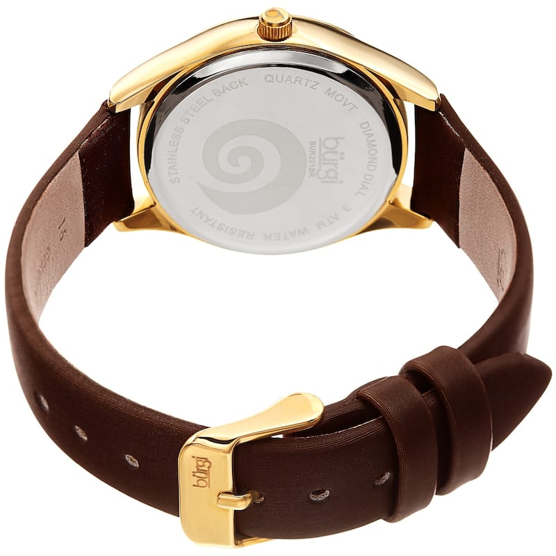 Burgi Ladies Diamond Swarovski Crystal Swirl Brown Satin Strap Watch