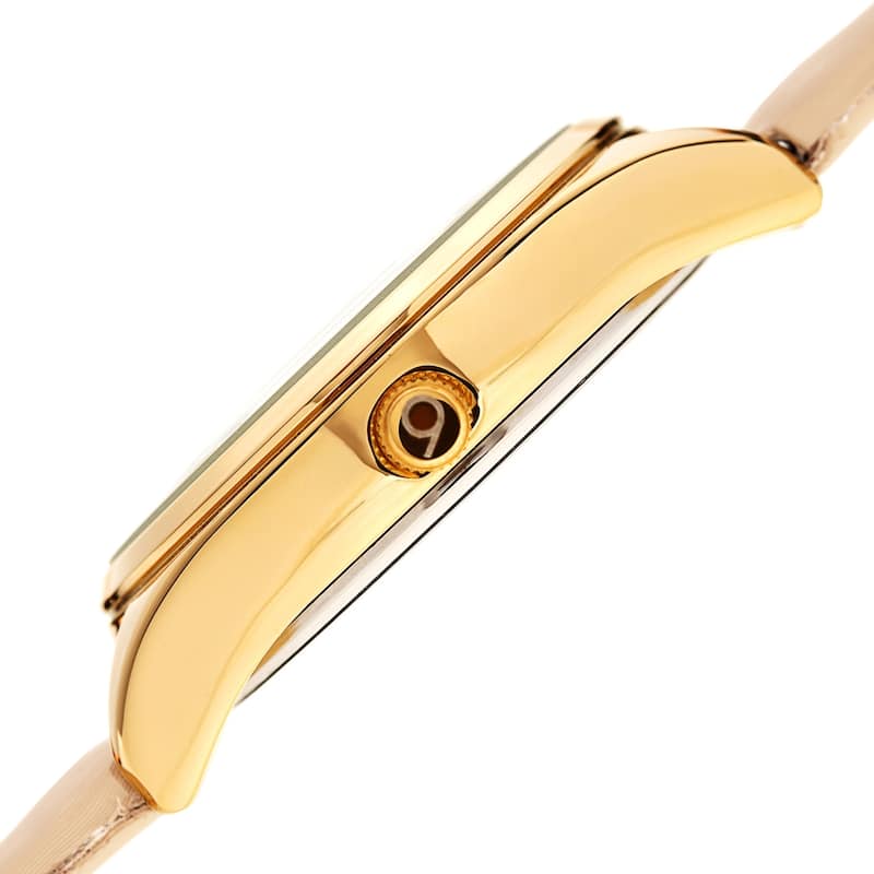 Burgi Ladies Diamond Swarovski Crystal Swirl Cream Satin Strap Watch