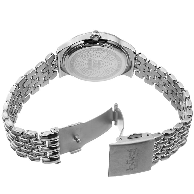 Burgi Ladies Swarovski Crystal Pebble Style Silver-tone Bracelet Watch