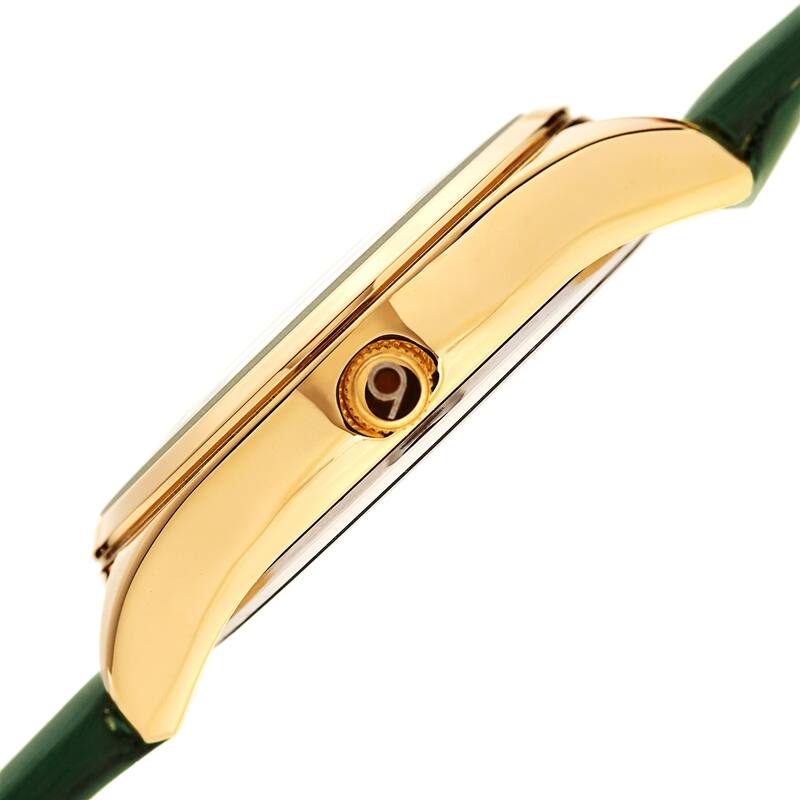 Burgi Ladies Diamond Swarovski Crystal Swirl Green Satin Strap Watch