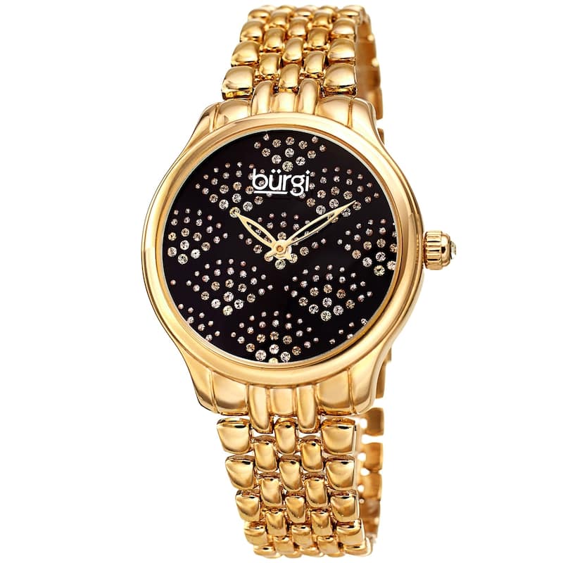 Burgi Ladies Swarovski Crystal Pebble Style Gold-tone Bracelet Watch