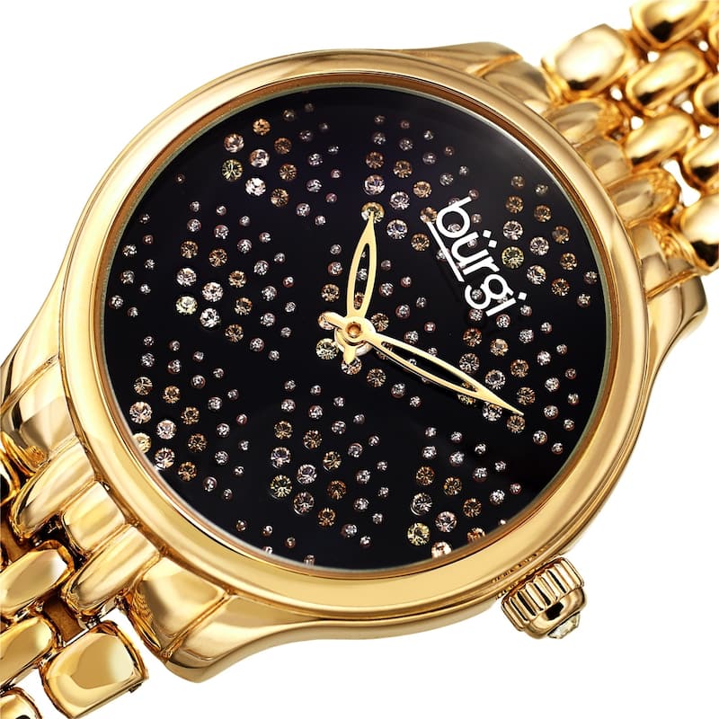 Burgi Ladies Swarovski Crystal Pebble Style Gold-tone Bracelet Watch