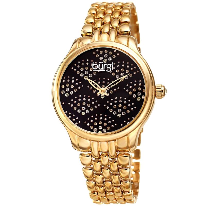 Burgi Ladies Swarovski Crystal Pebble Style Gold-tone Bracelet Watch