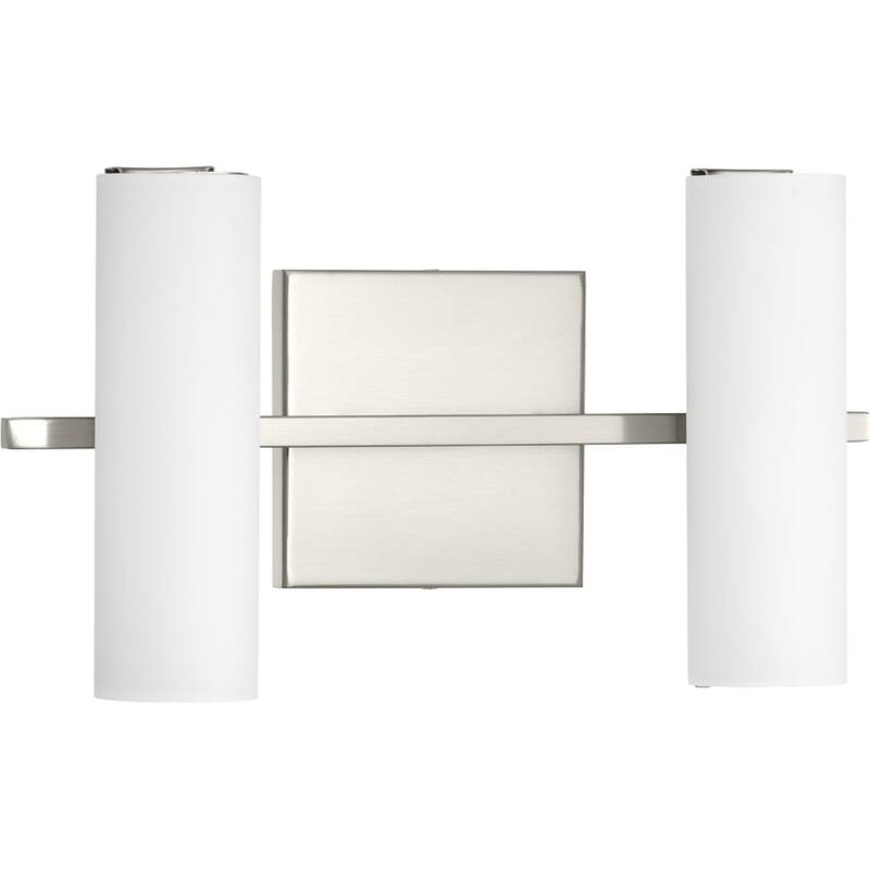 Colonnade LED Collection 2-Light Brushed Nickel Etched White Glass Luxe Bath Vanity Light