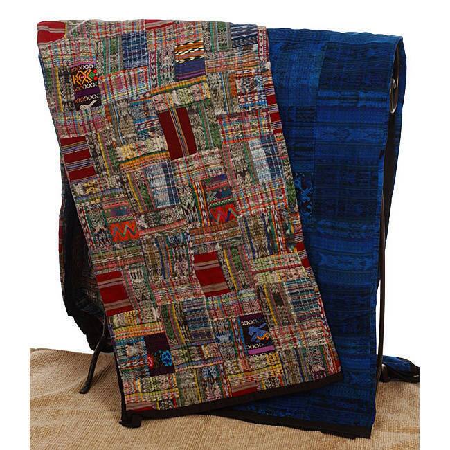 Handmade Blue or Rose Guatemalan Patchwork Quilt (Guatemala)