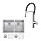 preview thumbnail 1 of 1, Stainless Steel Under Mount 33" Double Bowl Kitchen Sink/Faucet Kit