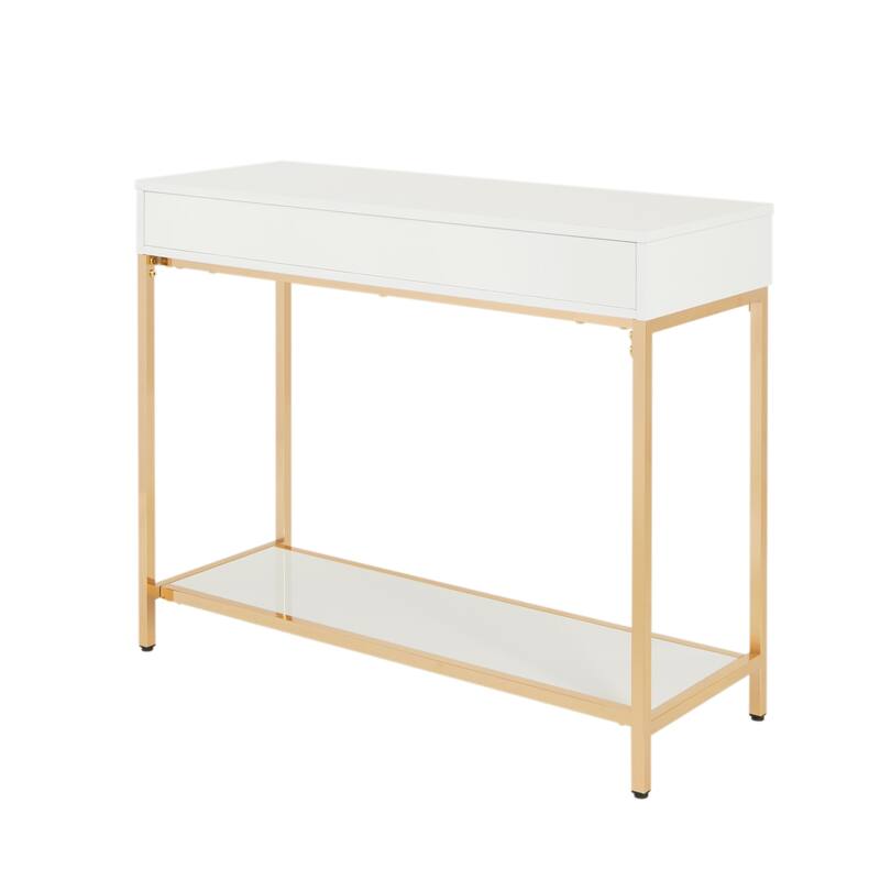 Silver Orchid Dahlberg Glossy White Foyer Table
