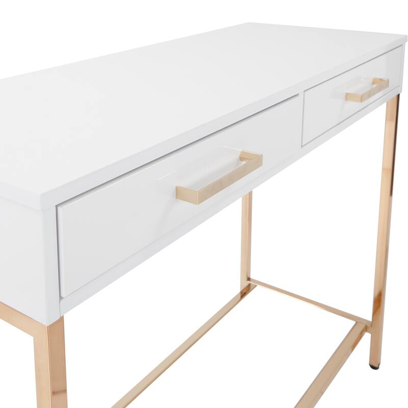 Silver Orchid Dahlberg Glossy White Foyer Table