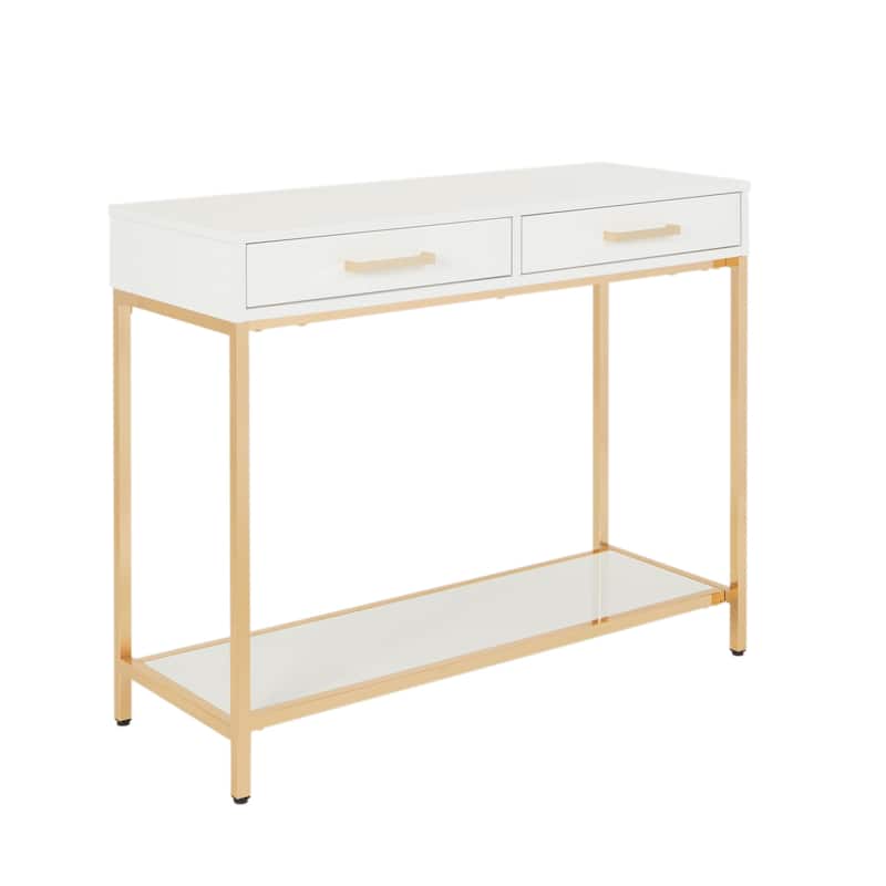 Silver Orchid Dahlberg Glossy White Foyer Table