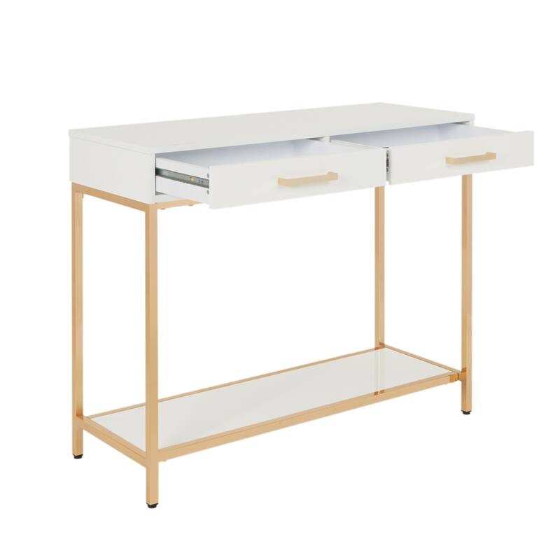 Silver Orchid Dahlberg Glossy White Foyer Table