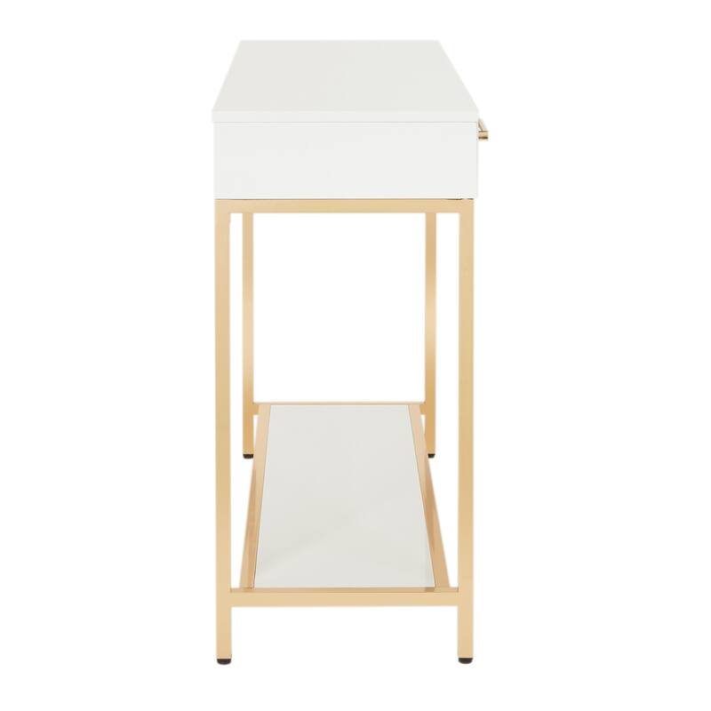Silver Orchid Dahlberg Glossy White Foyer Table