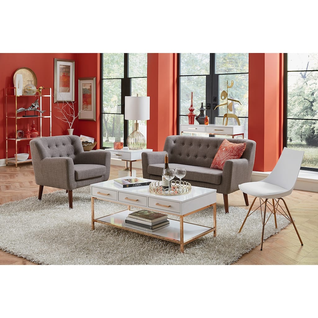 Silver Orchid Dahlberg Glossy White Cocktail Table