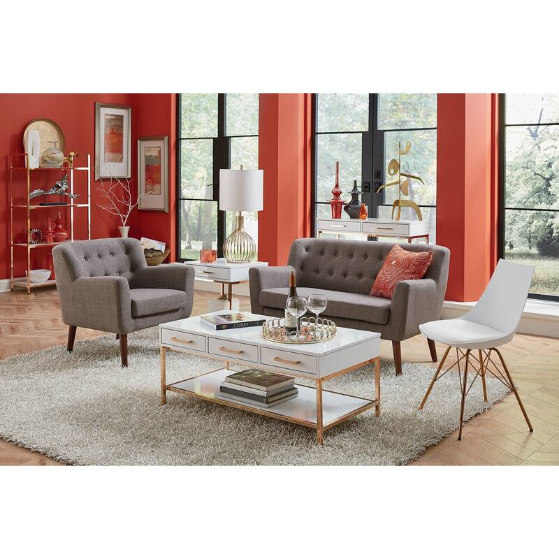Silver Orchid Dahlberg Glossy White Cocktail Table