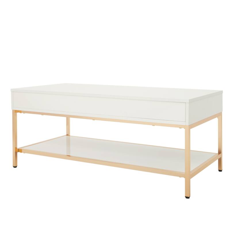 Silver Orchid Dahlberg Glossy White Cocktail Table
