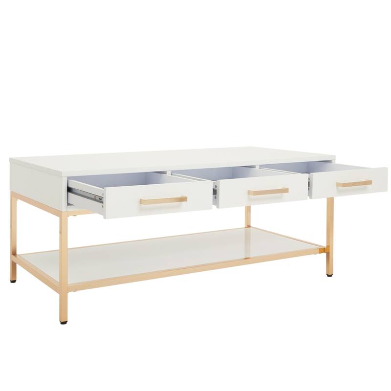Silver Orchid Dahlberg Glossy White Cocktail Table