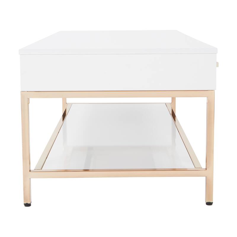 Silver Orchid Dahlberg Glossy White Cocktail Table
