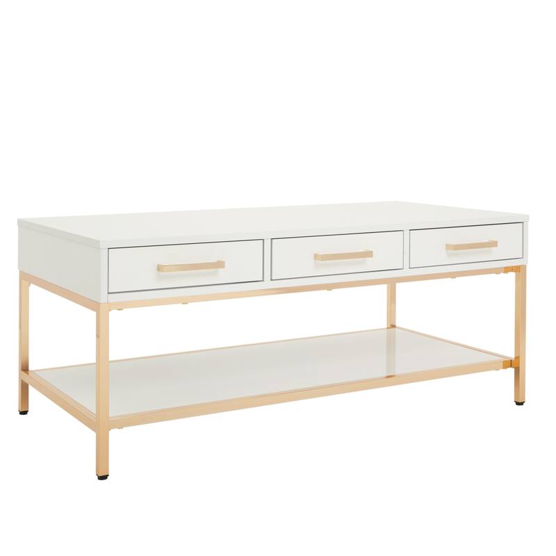 Silver Orchid Dahlberg Glossy White Cocktail Table