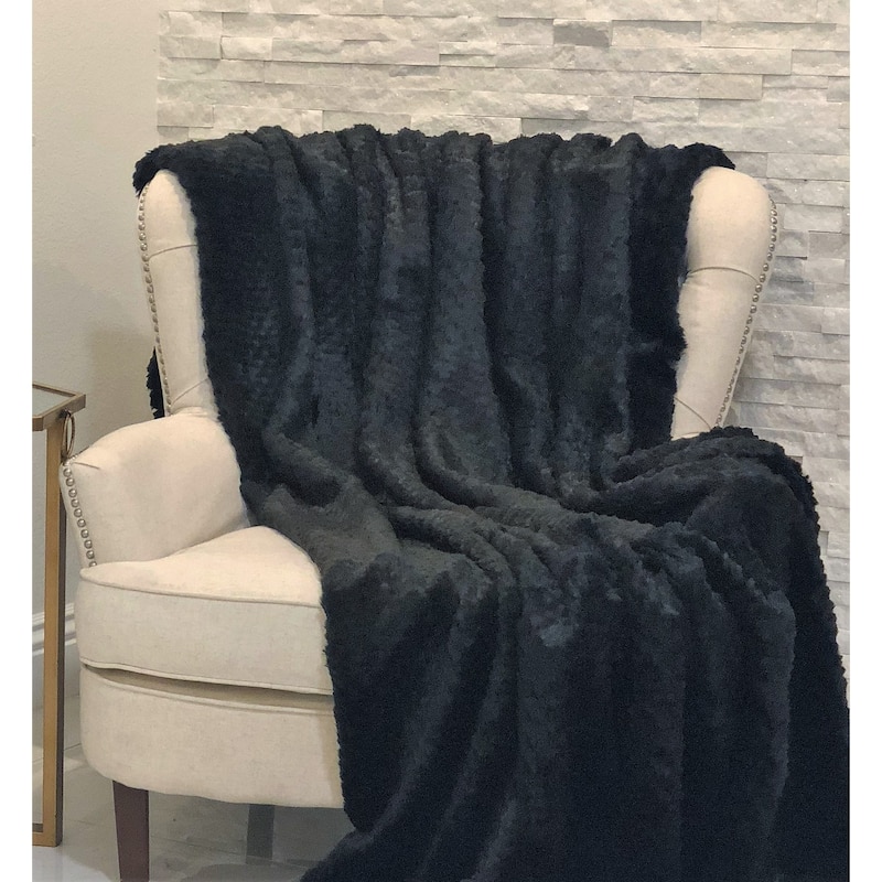 Black Mink Faux Fur Luxury Throw