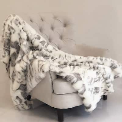 Plutus Ivory Rabbit Faux Fur Handmade Luxury Throw