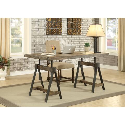 Somette Camden Distressed Brown Adjustable Dining Table / Desk - 63"W x 31.5"L x 38"H