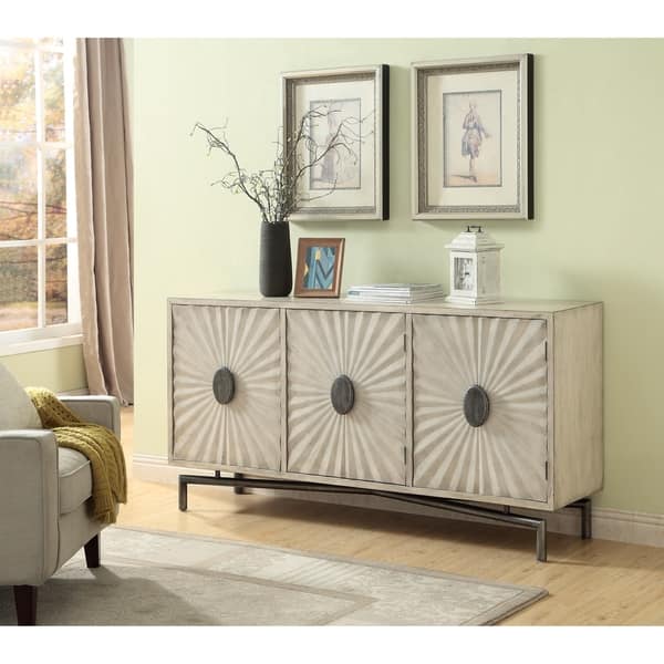 slide 2 of 5, Somette Dayton Textured Cream Three Door Media Credenza - 68.5"W x 16"L x 34.5"H