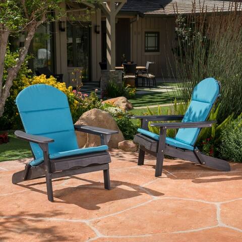 Malibu Outdoor Acacia Wood Folding Adirondack Chairs with Cushions (Set of 2) by Christopher Knight Home