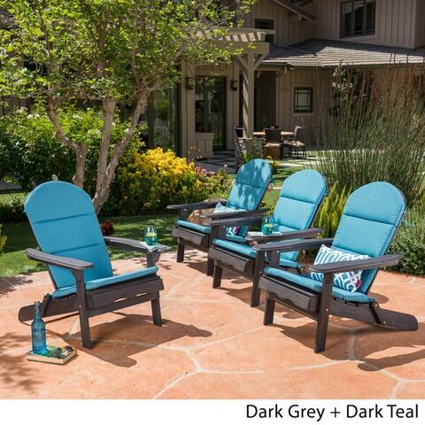 Malibu Outdoor Acacia Wood Folding Adirondack Chairs with Cushions (Set of 4) by Christopher Knight Home