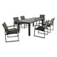 preview thumbnail 17 of 19, Rowan Outdoor Aluminum 7 Piece Dining Set with Glass Table Top by Christopher Knight Home Grey+Grey Mesh/Glass Table Top