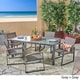 preview thumbnail 11 of 19, Rowan Outdoor Aluminum 7 Piece Dining Set with Glass Table Top by Christopher Knight Home