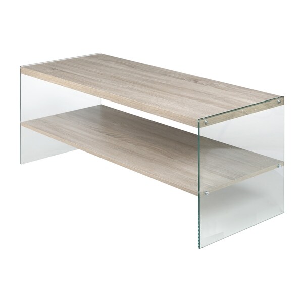 Shop Escher Skye Coffee Table, Clear Glass and Wood, Light Oak Free