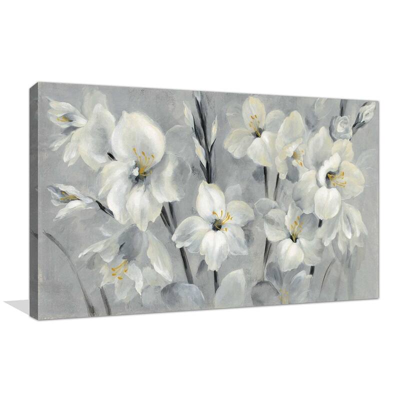 "Flowers on Gray" by Silvia Vassileva Print on Canvas