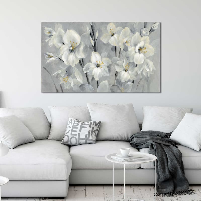 "Flowers on Gray" by Silvia Vassileva Print on Canvas